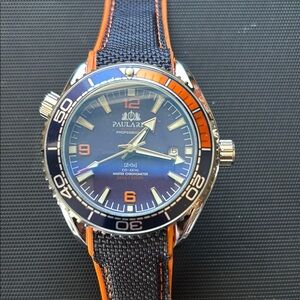 Paulareis Black and Orange Chronograph Watch